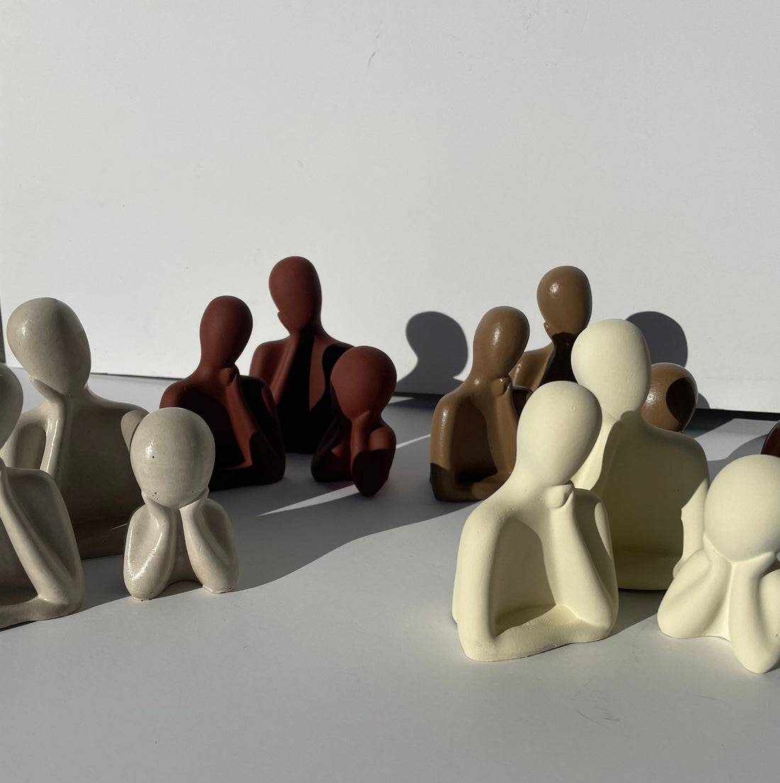 Concrete Minimalistic Family Silhouette Statues