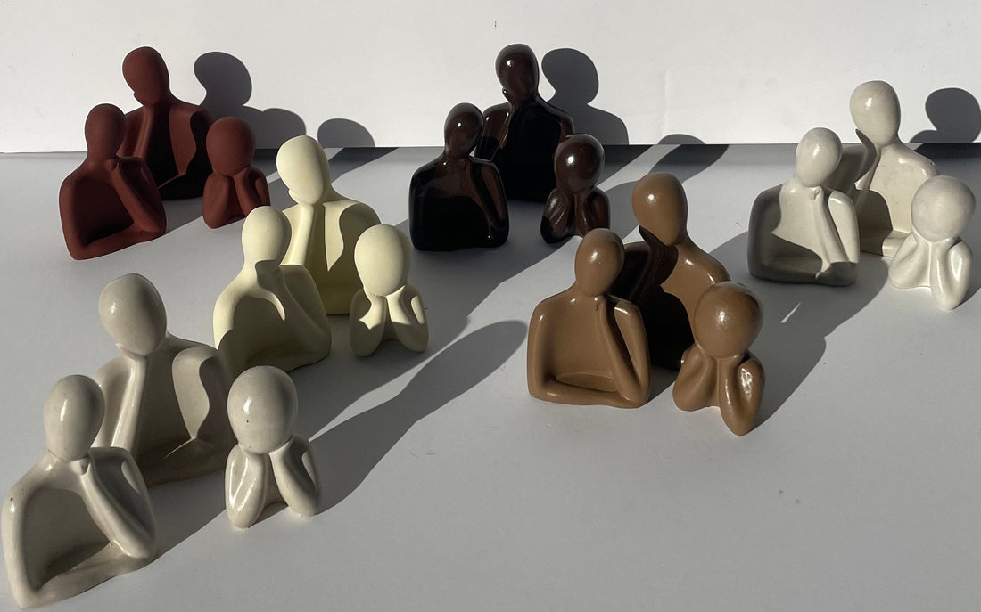 Concrete Minimalistic Family Silhouette Statues