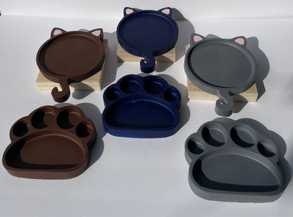 Cat and Paw Cement Decorative Trays