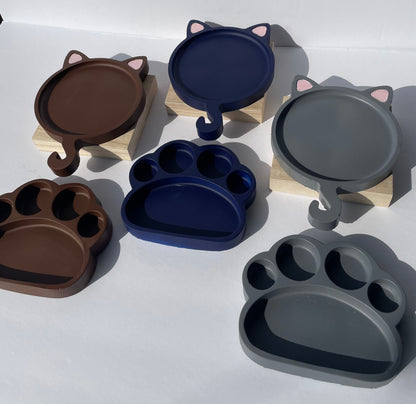 Cat and Paw Cement Decorative Trays