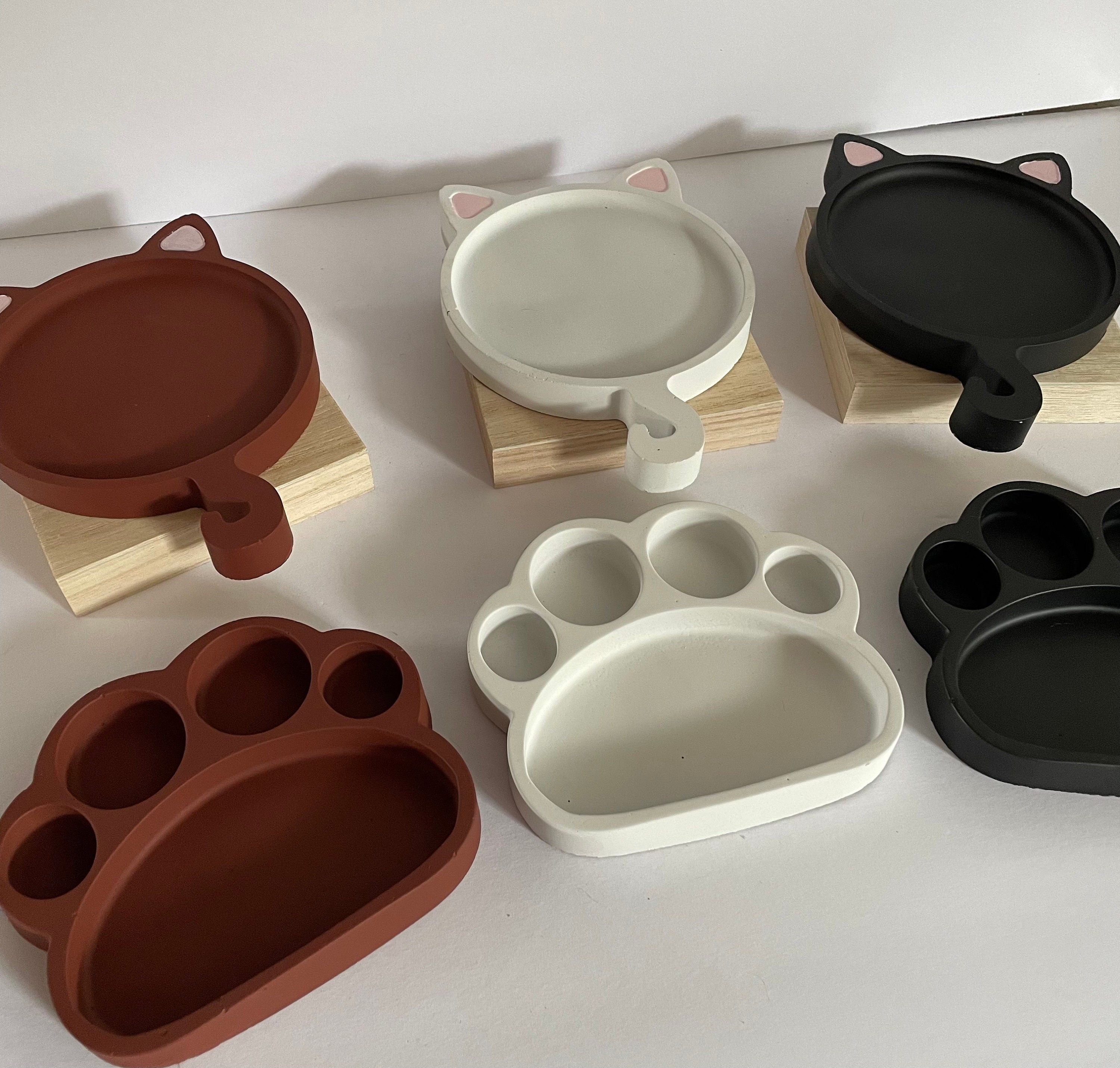 Cat and Paw Cement Decorative Trays